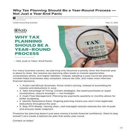 Why Tax Planning Should Be a Year-Round Process Not Just a Year-End ...