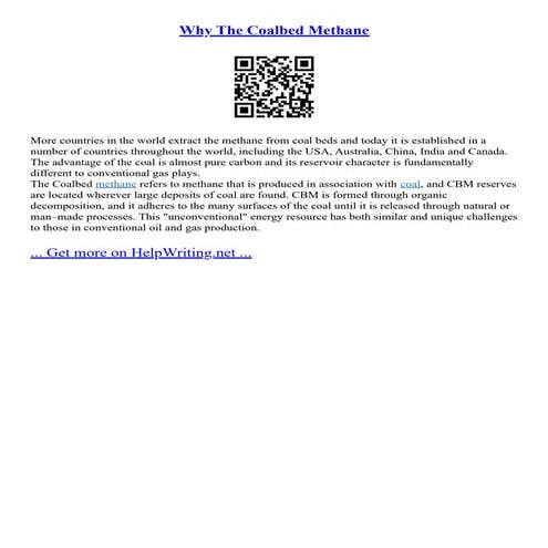Why The Coalbed Methane