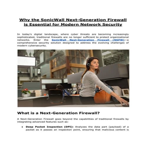 Why the SonicWall Next-Generation Firewall is Essential for Modern Network Se...