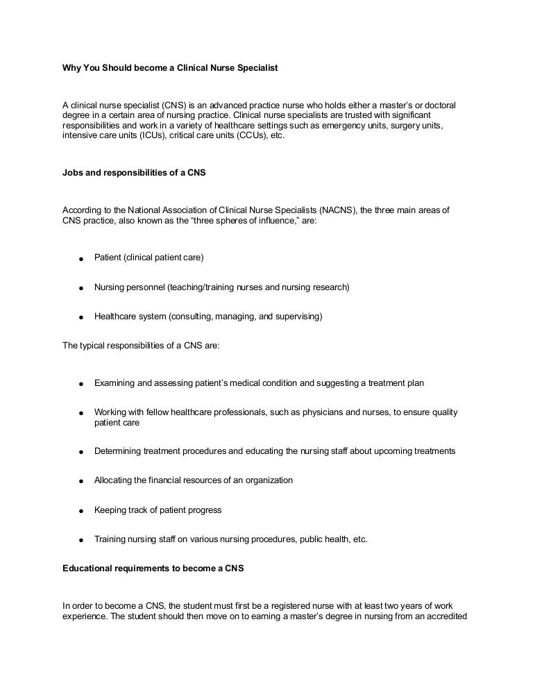 clinical nurse specialist resumes