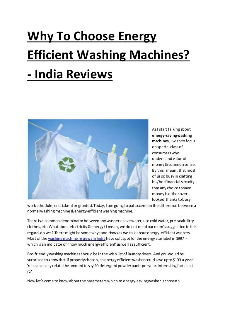 Why to choose energy efficient washing machines?