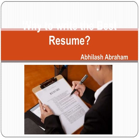Why to write the best resume