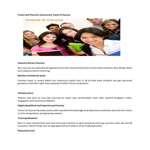 Travel and Tourism Courses