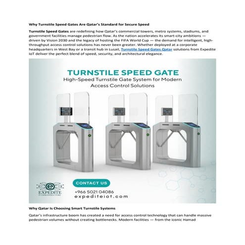 Turnstile Speed Gates in Qatar: Smart Access Control Solutions for ...
