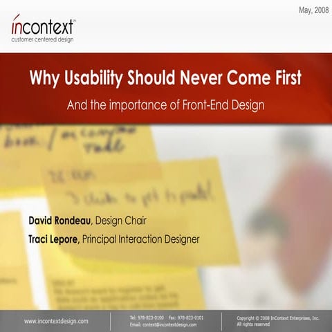 Why Usability Should Never Come First
