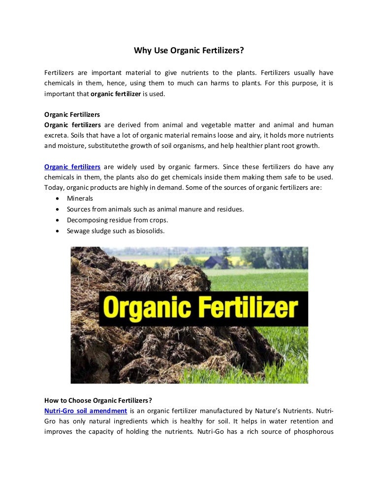 Why use organic fertilizers