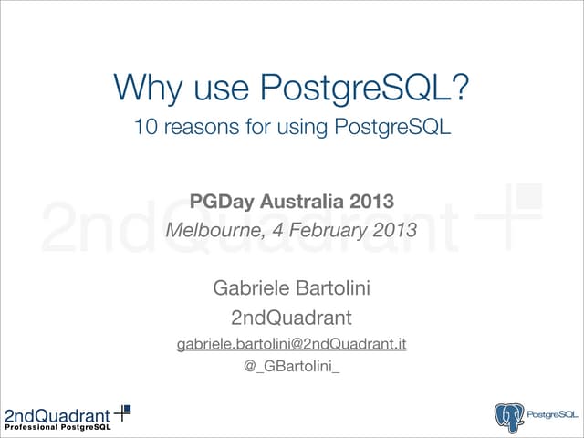 Why use PostgreSQL?