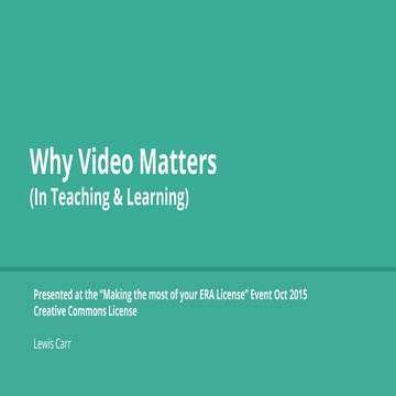 Why video matters i(In Teaching & Learning)