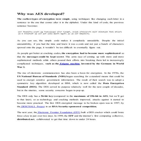 Why was aes developed