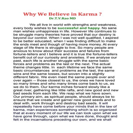 Why we believe in karma ?