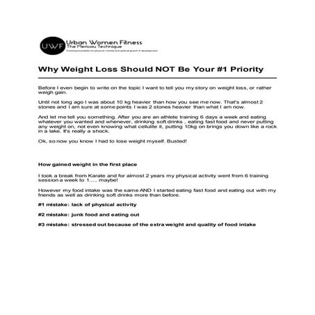 Why weight loss should not be your #1 priority