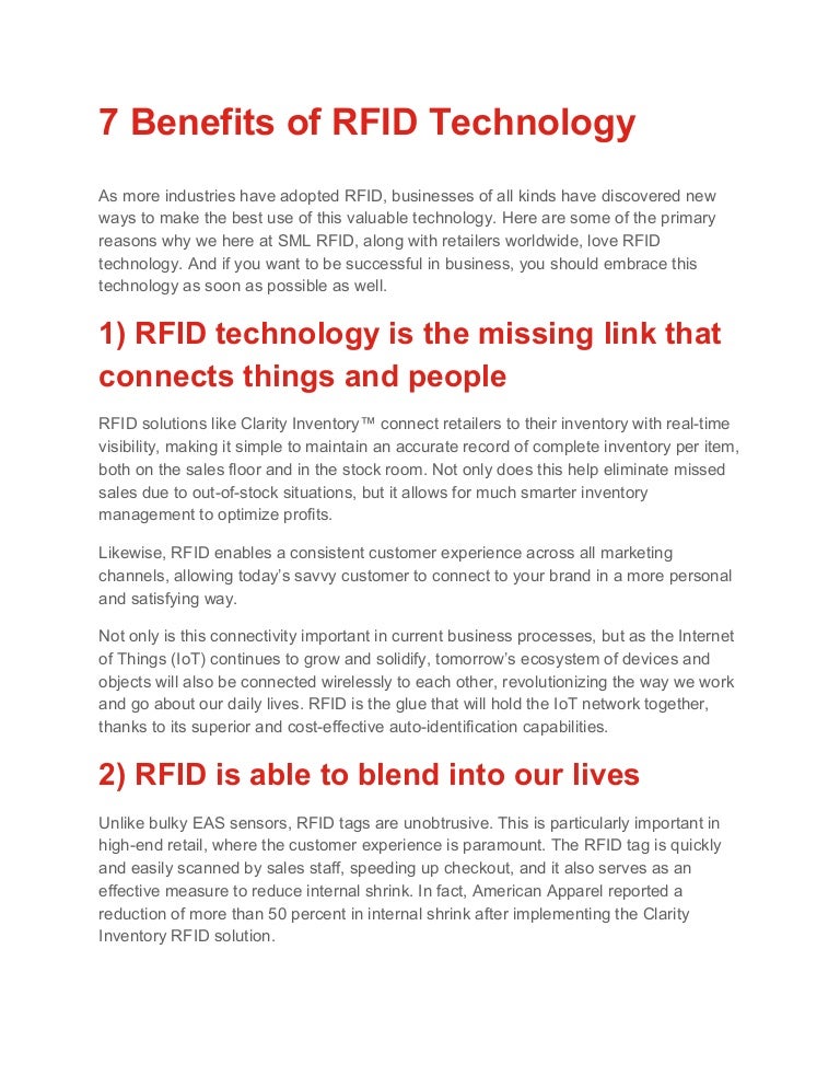 Benefits of RFID Technology