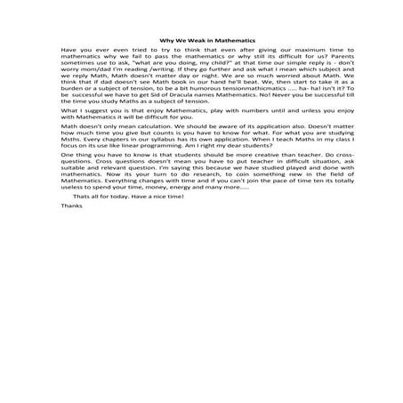 Why we weak in mathematic ?