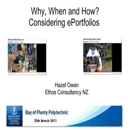 Why, When and How? Considering ePortfolios