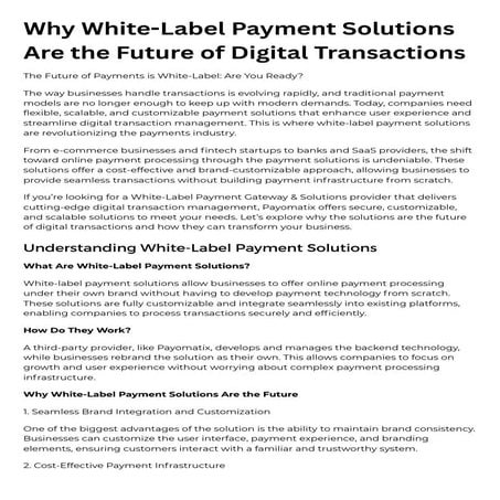 Why White-Label Payment Solutions Are the Future of Digital ...