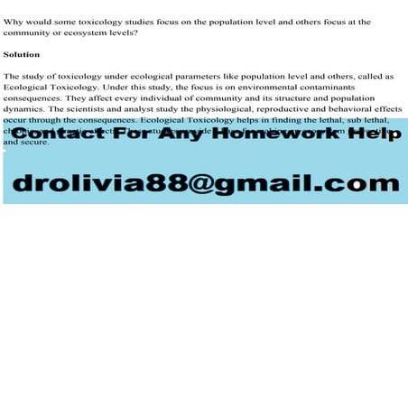 Why would some toxicology studies focus on the population level and .pdf