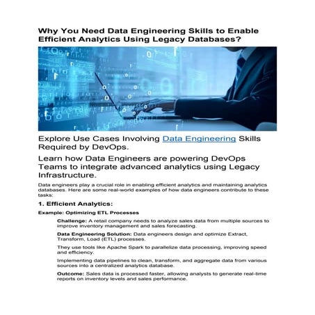 Why You Need Data Engineers to Enable Efficient Analytics and ...