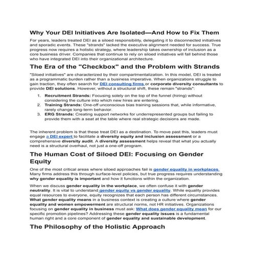 Transforming DEI Initiatives: From Isolated Efforts to Holistic ...