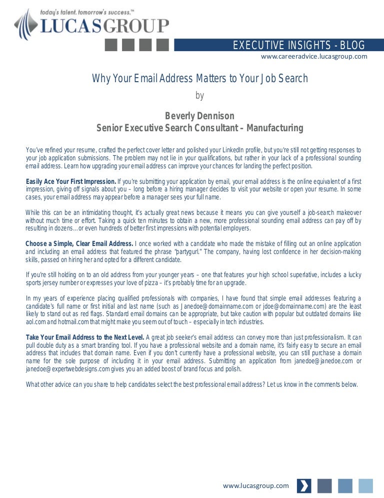 professional email address for resumes