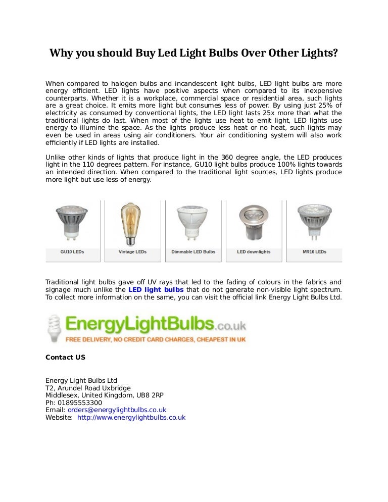 Why you should Buy Led Light Bulbs Over Other Lights?