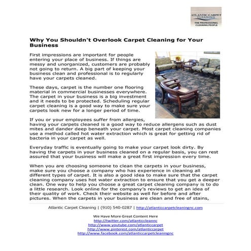 Why You Shouldn't Overlook Carpet Cleaning for Your Business