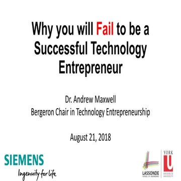 Why you will fail to be a successful technology entrepreneur