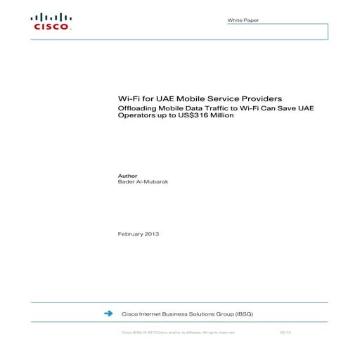 Wi-Fi for UAE Mobile Service Providers: Offloading Mobile Data Traffic to Wi-...
