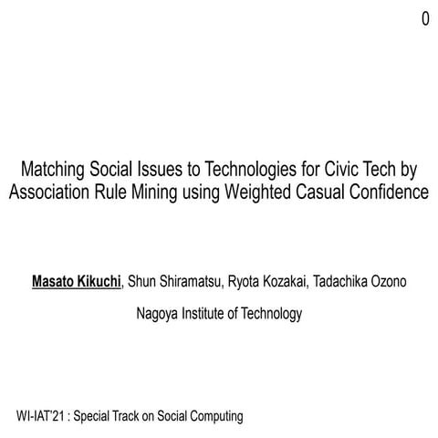 Matching Social Issues to Technologies for Civic Tech by Association Rule Min...