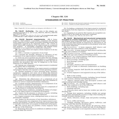 Wisconsin State DRL Inspector Standards of Practice