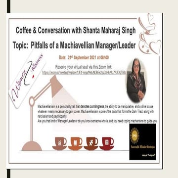 The Pitfalls of being a Machiavellian Manager/Leader