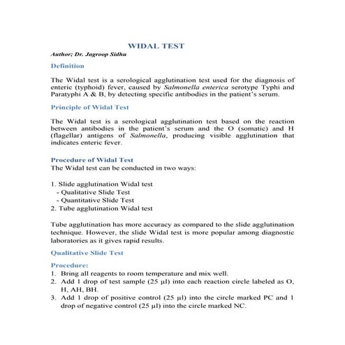 widal test. | PPTX