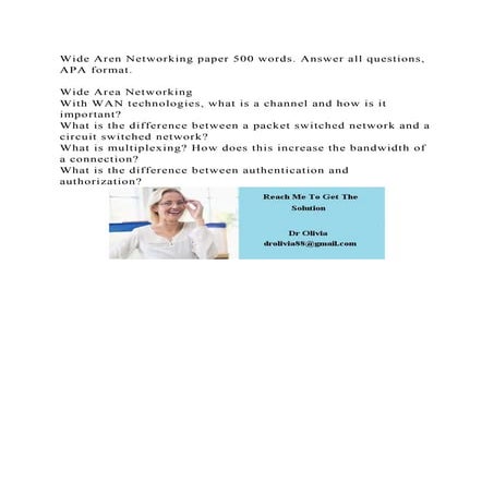Wide Aren Networking paper 500 words. Answer all questions, APA form.docx