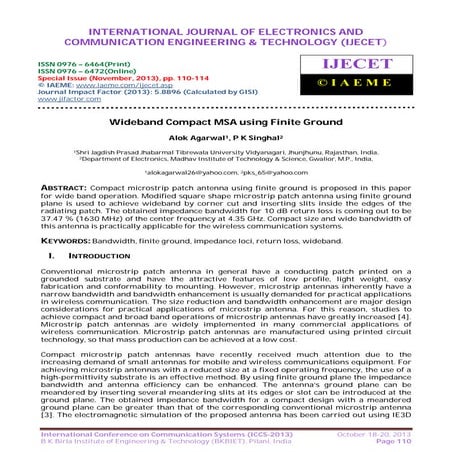 Wideband compact msa using finite ground