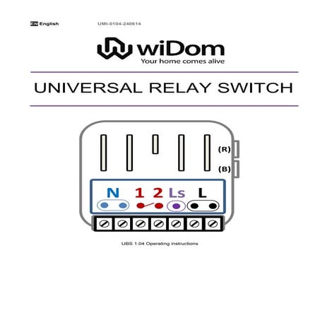 Widom Z-WAve On/off relay switch 2.5KW  manual English
