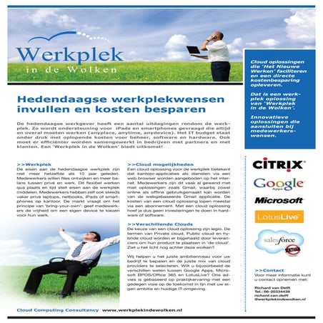 Info sheet: Werkplek in de Wolken