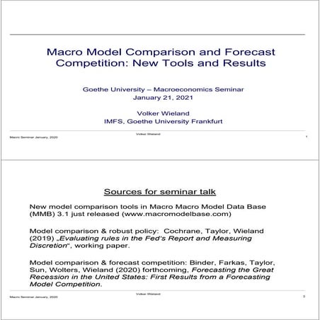 Macro Model Comparison and Forecast Competition: New Tools and Results