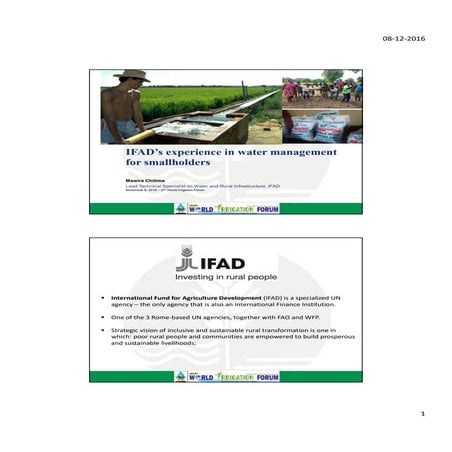 IFAD’s experience in water management for improved food security and nutritio...