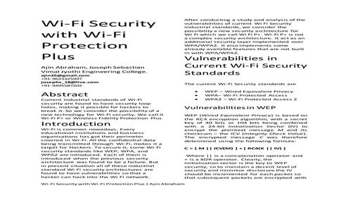 Wi-Fi Security with Wi-Fi P+