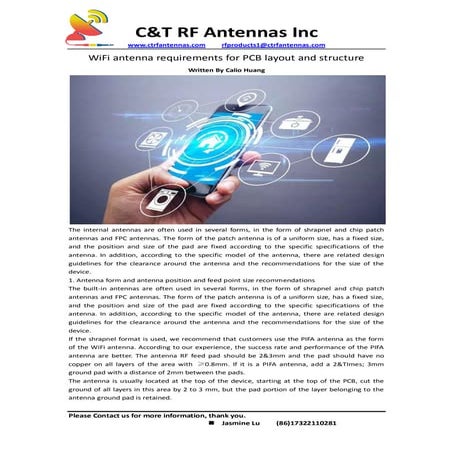 Wifi antenna requirements for PCB layout and structure - C&T RF Antennas Inc