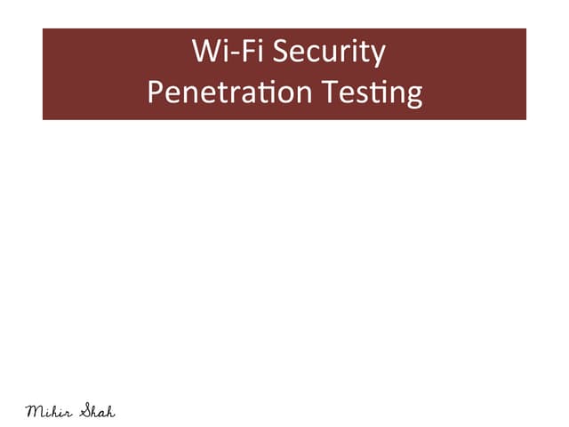 Wi fi pentesting