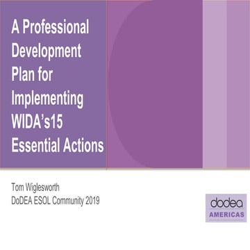 Wiglesworth training plan wida 3-credit course | PPTX