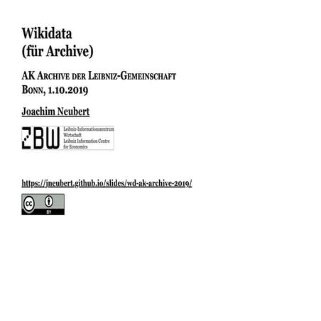 Wikidata (für Archive)