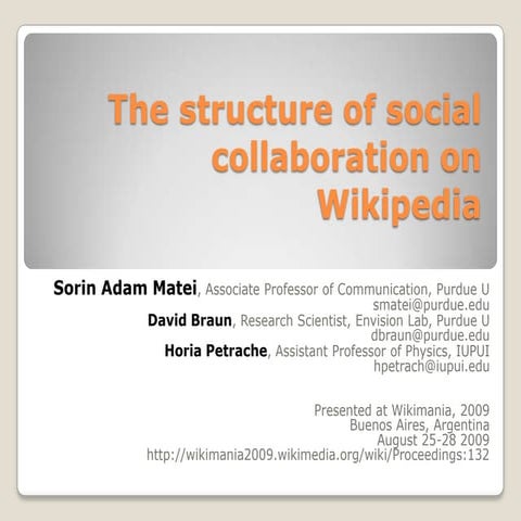 Wikipedia structure of collaboration