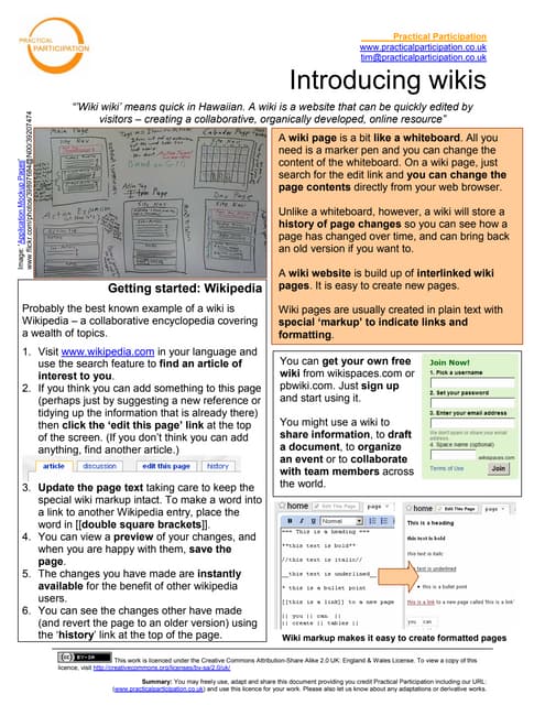 Wiki One Page Guide