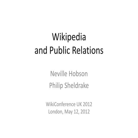Wikipedia and Public Relations
