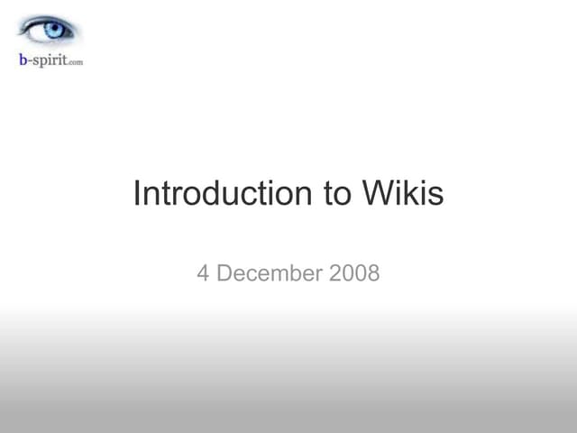 Introduction to Wikis