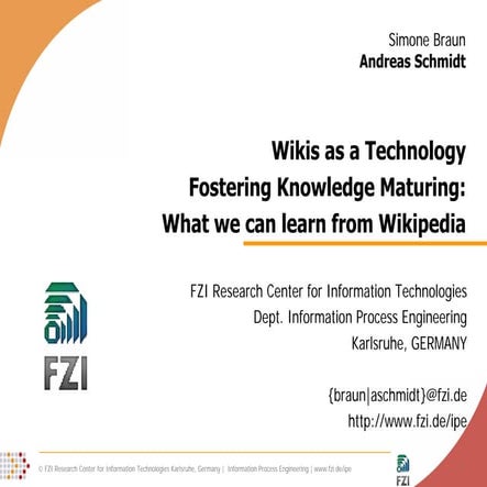Wikis as a Technology Fostering Knowledge Maturing - What we can learn from W...