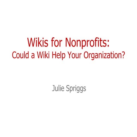 Wikis For Nonprofits