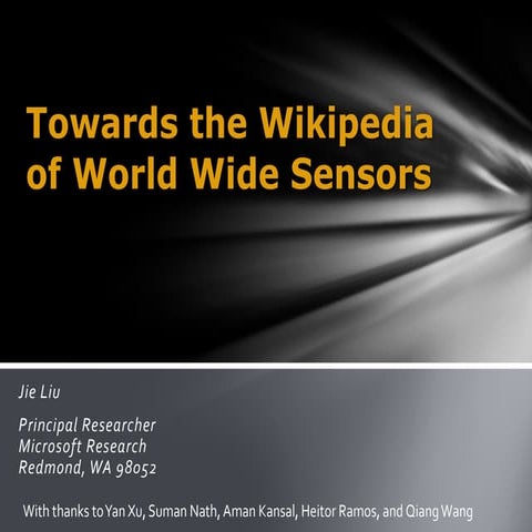 Towards the Wikipedia of World Wide Sensors