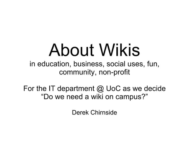 Wikis & Implementation issues